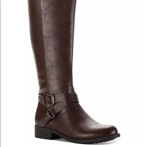 Brown wide calf riding boot